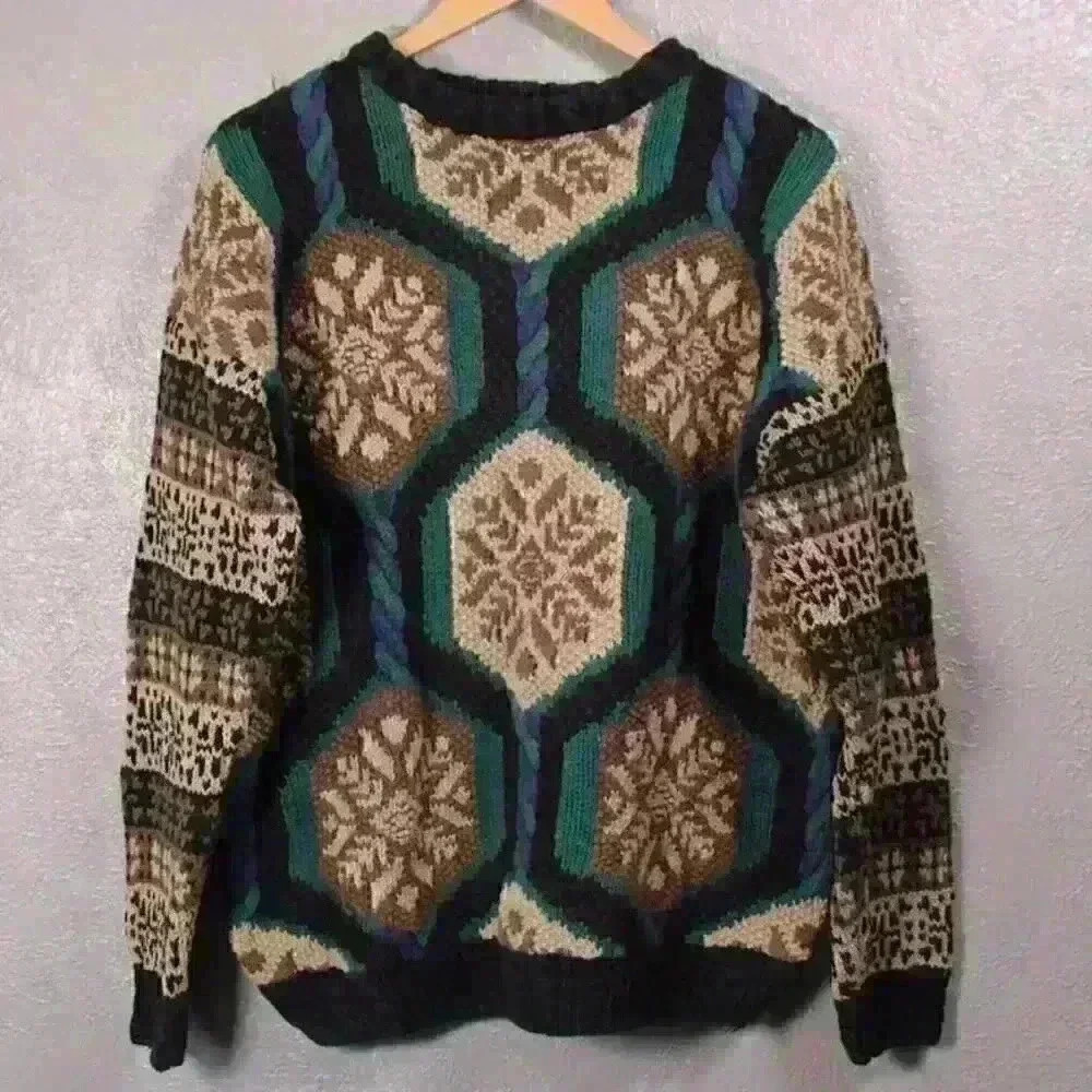 VINTAGE Eagle Menswear Handknit Sweater Cozy Cabincore Cosby Men Large